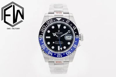 Rolex GMT-master ii 3186/3285 Movement 40mm Batman Bezel SS Oyster Band Watch